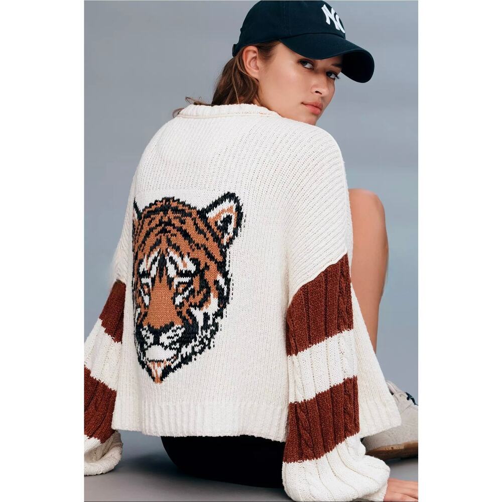 NWT New Anthropologie Pilcro Tiger Zip-Up Cardigan. Size XL. Retails $188